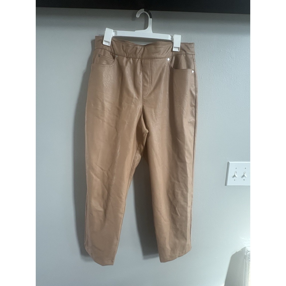 SPANX Slim Straight Faux Leather Pants in Toffee XL